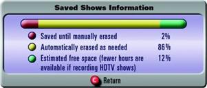 Saved shows information