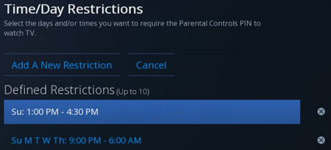 Time/Day Restrictions