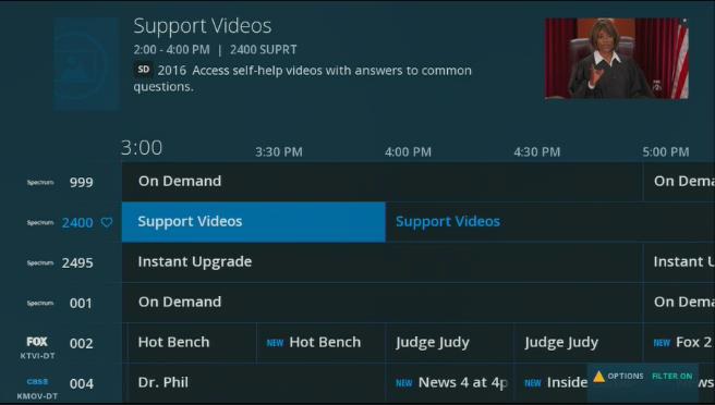 channel 2400 in the Spectrum Guide for easy access to support videos