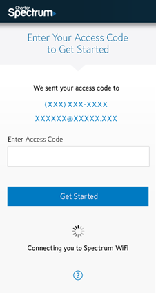 Spectrum Wifi Access Code Entered Screenshot