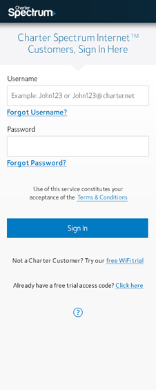 Spectrum Wifi Sign In Screenshot