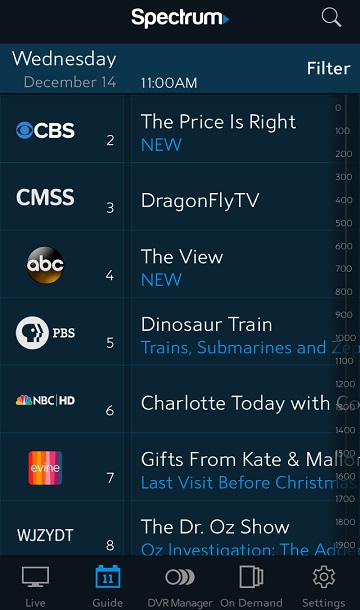 Mobile Spectrum TV app Guide