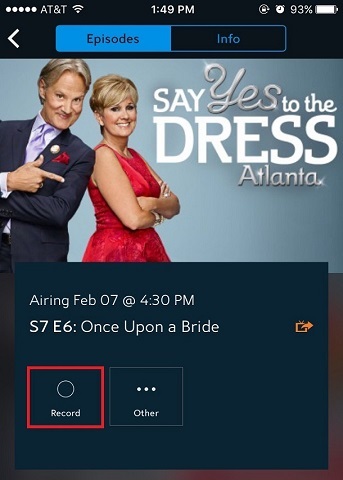 Record on the Spectrum TV app