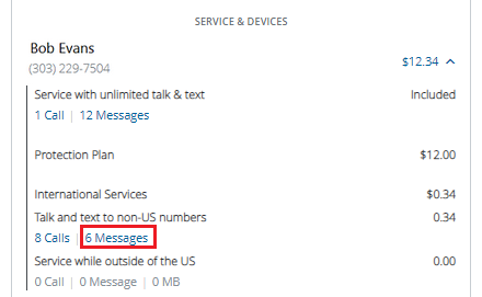 View Charges For International Calls And Texts