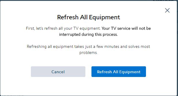 Refresh all equipment dialog box