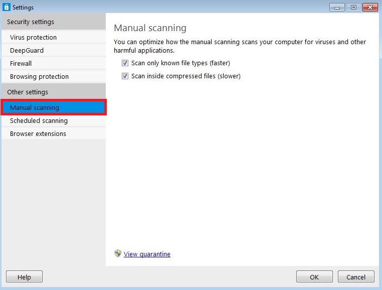 Manual Scanning Options