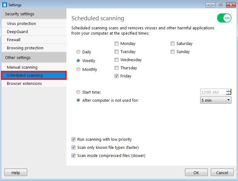 Schedule Virus Scanning